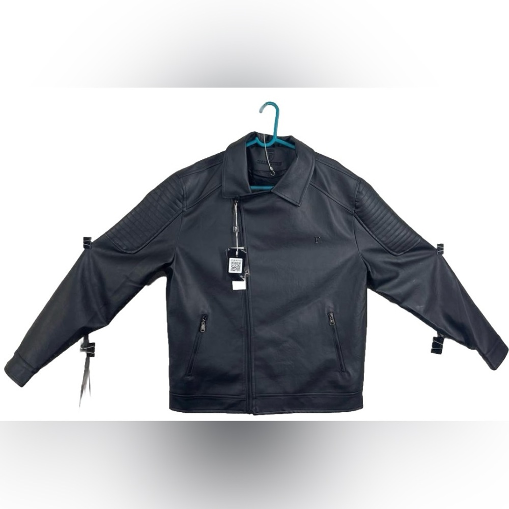 Leggi Tutto F Collection Biker Leather Jacket Men‎ XXL Motorcyclist NWT Gorpcore